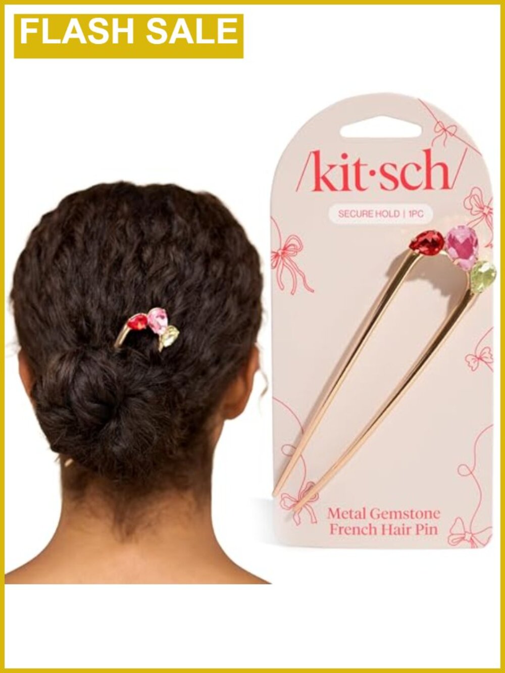 Gemstone French Hair Pin Zinc Alloy Lightweight Secure Updo